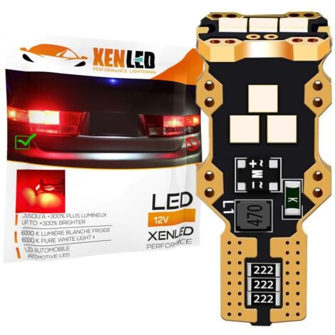 1 x AMPOULE WR16W T15 LED Super Canbus 190Lms XENLED - ROUGE - 12V Sans erreur au tableau de bord