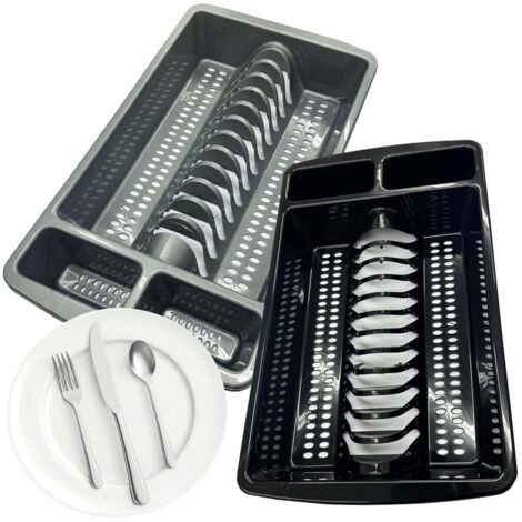 1 x Black High Grade Dish Drainer Rack Kitchen Sink Utensil Holder Drying Rack