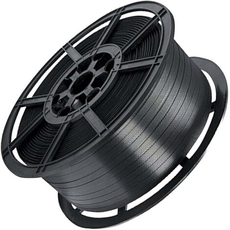 1 x Black Pallet Strapping 12mm Wide 1000 Metres Per Coil 310kg Brake/Strength
