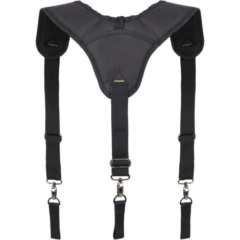 1 x bretelles, 3 clips métalliques, tissu polyester nylon, sangles réglables, rembourrées mousse, pour électricien charpentier