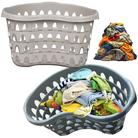 1 x Cool Grey Linen Storage Large Plastic Hipster Washing Tub Basket