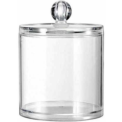 1 x Empty Clear Acrylic Storage Tin with Clear Lid for Cotton Swab Snacks Jewelry Storage Box