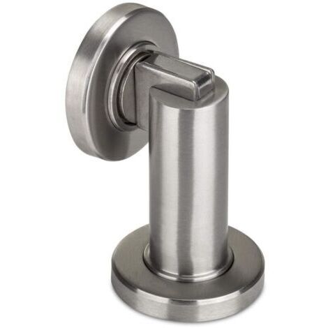 1 x fermaporta magnetico "Magneto" in acciaio inox, diametro 50 mm, altezza 90 mm, buffer per porte, kit di montaggio per installazione a parete e a pavimento