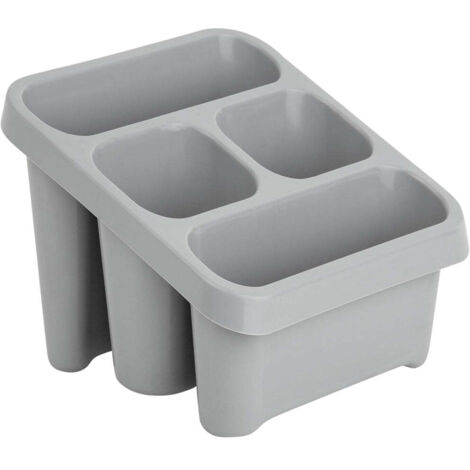 1 x Grey Sink Tidy Utensil Holder & Cutlery Drainer With 4 Compartments