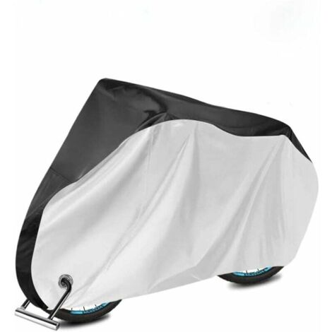 1 x housse de vélo noir + argent, 300D Oxford cloth PU, imperméable à la pluie, protégé contre les UV, anti-poussière, housse de vélo antidérapante.