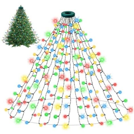 1 x mehrfarbige 2 m x 16 Reihen/400 LEDs Weihnachtsbaum-Lichterkette, 2 m x 16 Reihen/400 LEDs Weihnachtsbaum-Lichterkette-Dekoration, wasserdichte Weihnachts-Lichterkette, mit 8 Beleuchtungsmodi, mit