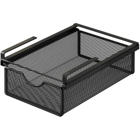 1 x Mesa multifuncional de hierro forjado resistente a pinchazos, mesa de almacenamiento pequeña de color negro, 36,5 x 21,5 x 9 cm
