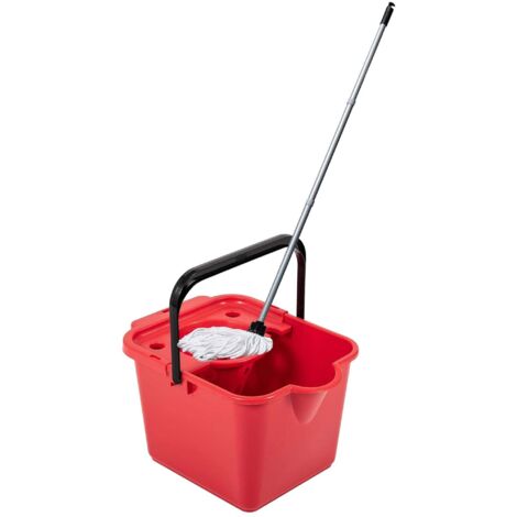 1 x Metallic 12L Mop & Bucket Set For Cleaning Hard Floors Complete With Pouring Lip & Cotton Mop