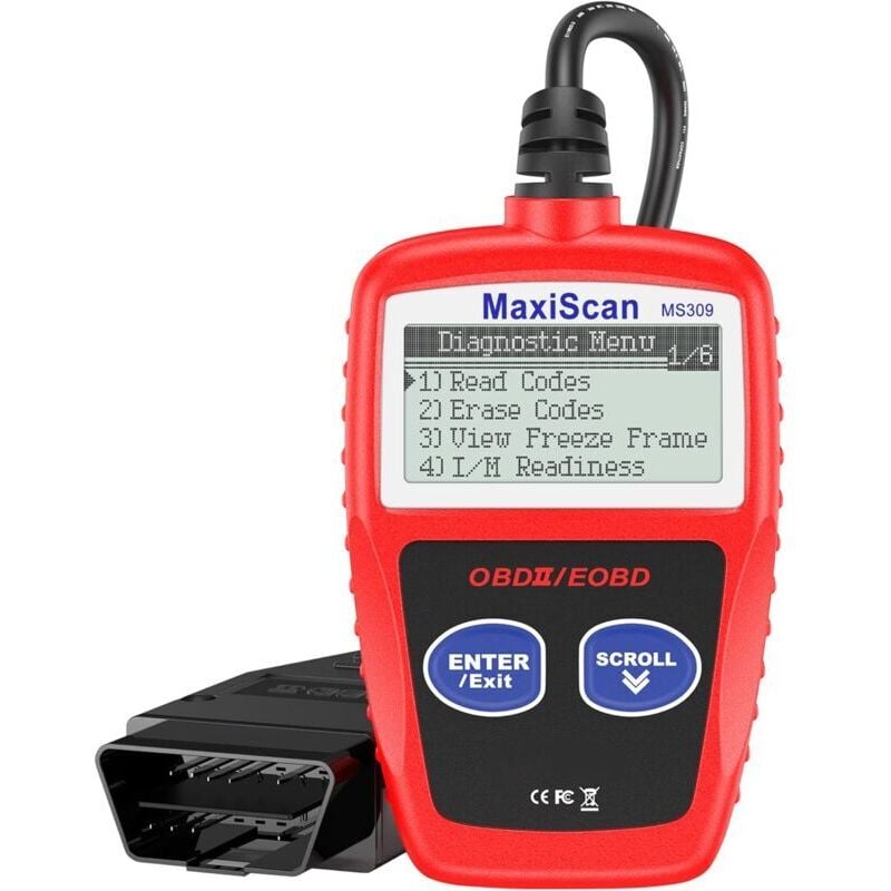 Image of 1 x MS309 CAN OBDII Scanner OBD2 Diagnosetool – Scan-Tool für Check Engine Light (Rot), von DEBUNS