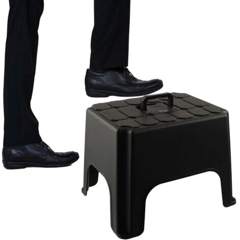 1 x Non-Slip Step Up Black Step Stool With Built In Carry Handle
