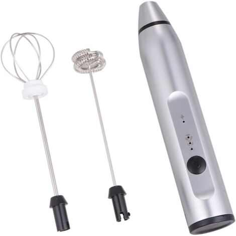 1 x Schiumatore per latte, Schiumatore per latte portatile, Piccolo frullatore per uova da bere, Frullatore con luce LED, Elettrodomestici da cucina, Frusta a mano, Mescolatore per uova, Argento