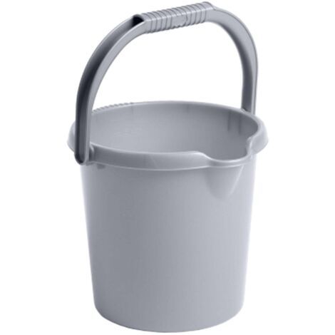 1 x Silver 5L Plastic Buckets With Handle, Spout & Graduated Capacity Markers
