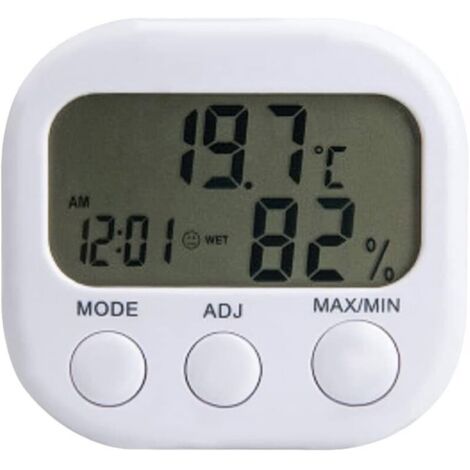 1 x Termometro igrometro digitale LCD per interni/esterni con orologio e indicatore di umidità -55℃-70℃, display LCD
