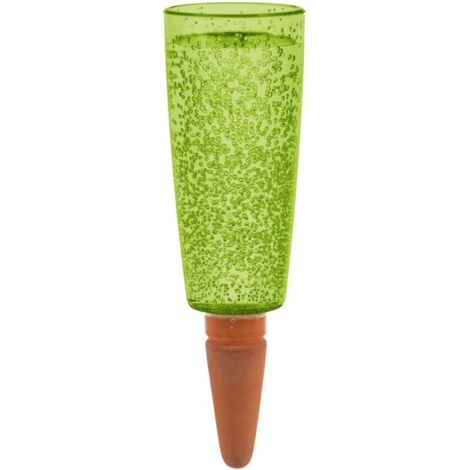 1 x vert - Capacité de 150 ml - Petite boule d'irrigation avec pied d'argile - Distributeur d'eau pour plantes et fleurs - Tige en terre cuite