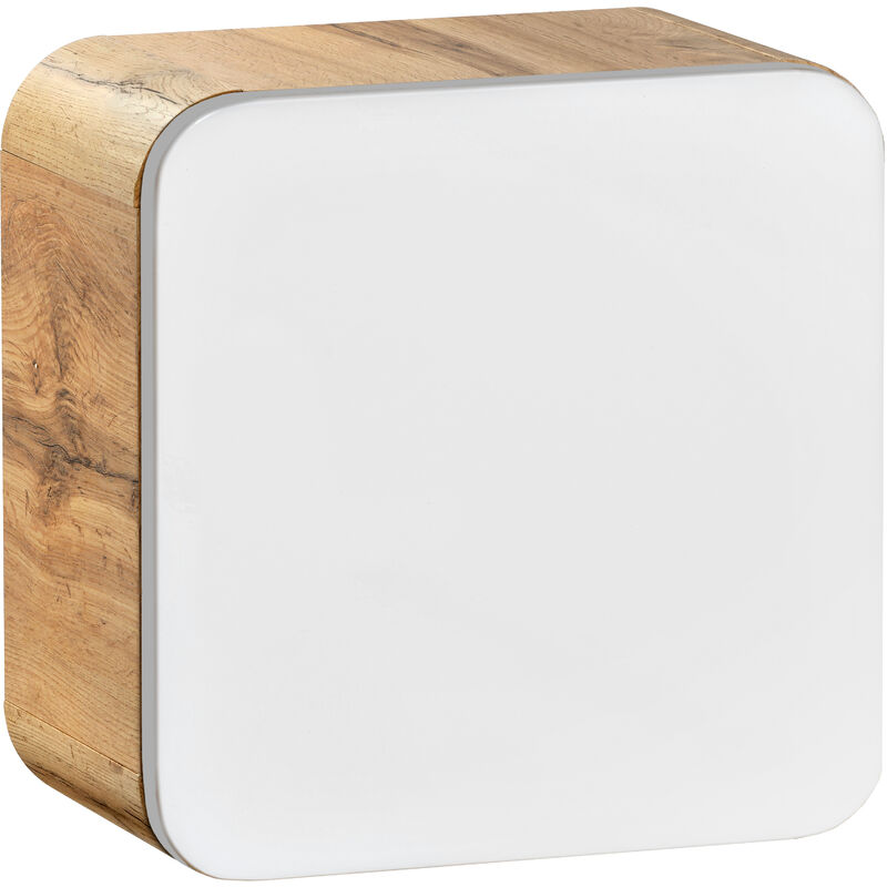 Wall Cube Unit Cupboard Cabinet Floating Bathroom Storage White Gloss Oak Arub - White Gloss / Oak