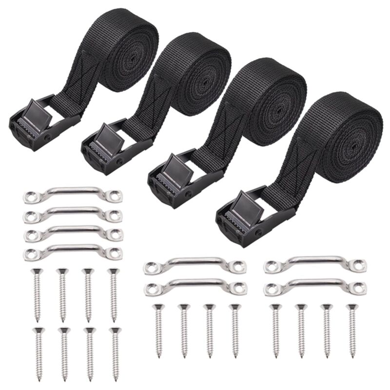 Image of 1 Zoll x 4 Fuß Batterie-Spanngurt-Set für Boote, Gepäckgurte, Autos