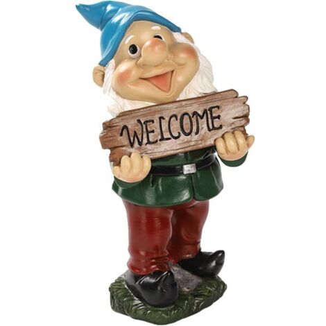 1 Zwerggartenfigur aus Polyresin, handbemalt, wasser- und sonnenbeständig, Dekoration für den Innen- und Außenbereich