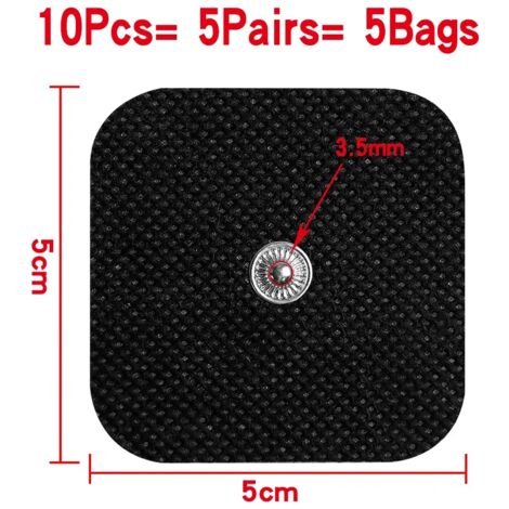 10/20 patchs d'électrodes en gel de 5 x 5 cm pour appareil de massage TENS/EMS, stimulateur nerveux et musculaire, physiothérapie, massage corporel complet 04235-AquaForge