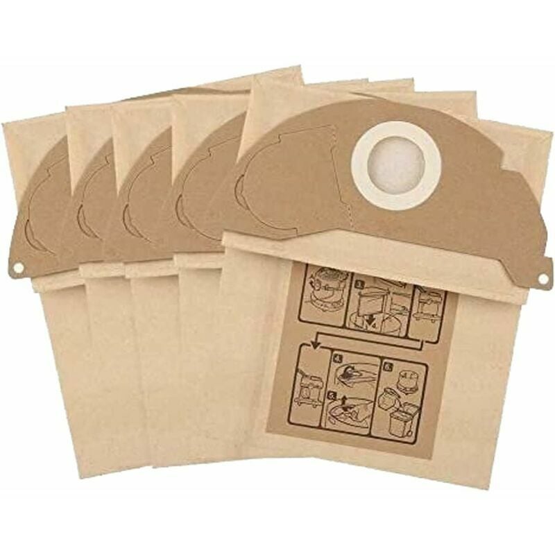 10/5 Stück Staubfilterpapierbeutel für WD2 WD2250 A2004 A2054 MV2 Roboter-Staubsaugerbeutelteile für Kärcher 6.904-322.0 (Color :5pcs) | 09020088159033