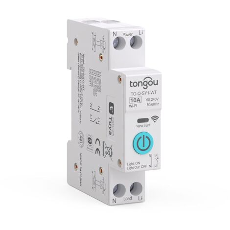 10 A — Interrupteur intelligent DIY — Compatible avec Alexa, Google Assistant et l'application TUYA/Smart Life — Interrupteur WiFi sur rail DIN avec commande vocale et fonctions de programmation