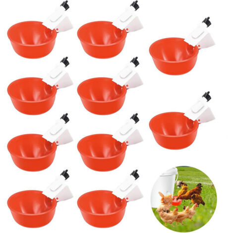 10 abbeveratoi automatici per polli, adatti per sistemi di alimentazione automatica per polli, anatre, oche, tacchini e quaglie.
