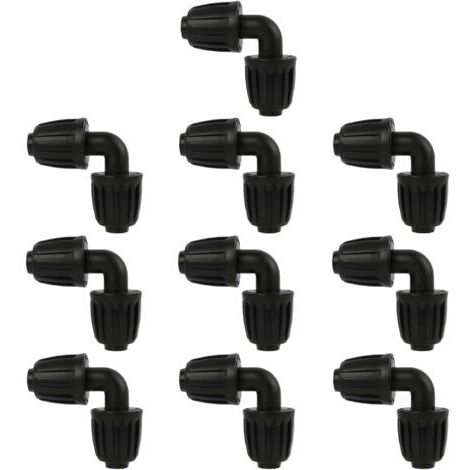 10 adaptadores angulares de 16 mm para riego por goteo, conectores angulares para manguera de jardín, adaptadores angulares para riego por goteo, junta angular (junta en L) para sistemas de riego agrí