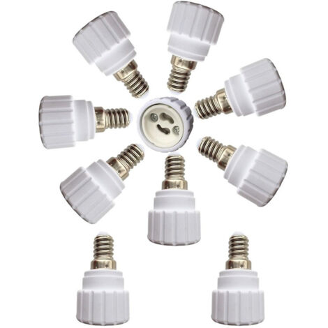 10 adaptadores de casquillo E14 a GU10, compatibles con bombillas LED/CFL, resistentes al fuego, sin riesgo de incendio.