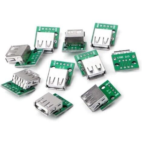 10 adaptateurs USB 2.0 femelles DIP 4 broches, connecteur droit, câble de données soudé pour téléphone portable USB-03