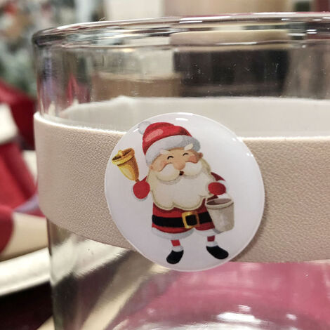 10 Adhésifs 3D Père Noël Drôles, Déco Fête Noël, 2,5cm x 2,5cm, Ressort du Mur, Autocollants Pastilles X10