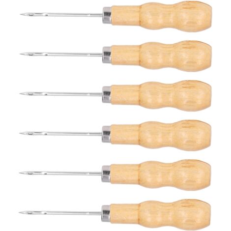 10 Aiguilles à Cuir avec Manches en Bois, 125mm, Kit de Réparation pour Maroquinerie et Travail du Cuir