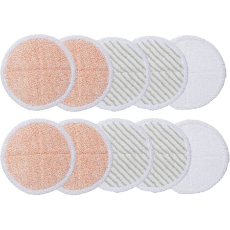 10 almohadillas de limpieza de microfibra para mopas (4x naranjas + 4x grises + 2x blancas)