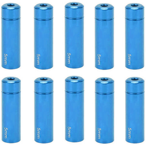 10 Aluminium-Kabelkappen (5 mm) für Bremszüge von Mountainbikes und Rennrädern – Blau