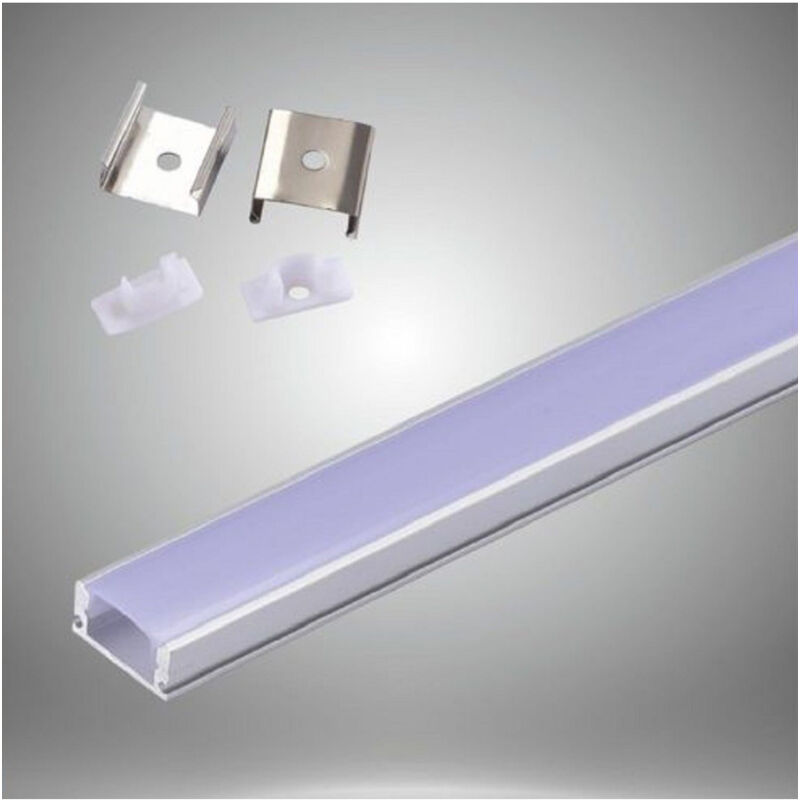 Trade Shop Traesio - Trade Shop - 10 aluminiumprofile 2 m für led-streifen mit kunststoffabdeckung AL-03 -
