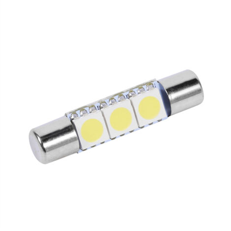10 Ampères 3 SMD LED 29-30mm 6641 Ampoule pour Vanité Miroir Lumière Visière Soleil Blanc