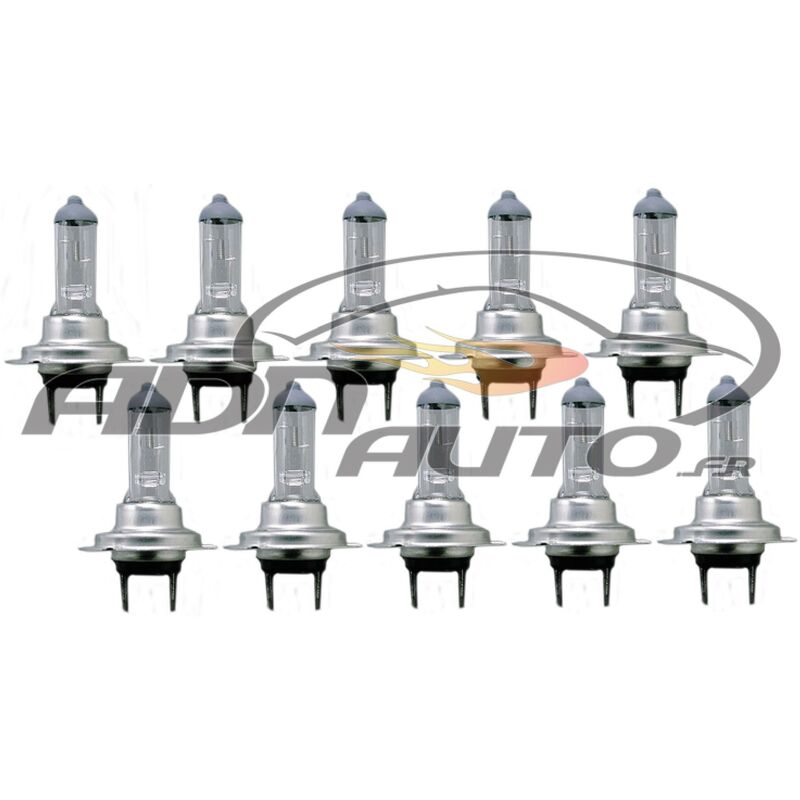 10 Ampoules H7 - 12V 55W 3300K - PX26D - Blanc