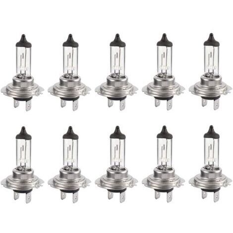 10 ampoules halogènes xénon ultra-lumineuses H7 12V 55W, longue durée de vie, adaptées aux phares à feux de croisement et à feux de route.
