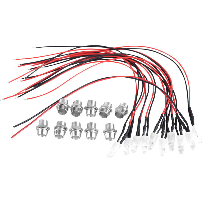 10 ampoules LED 12 V 8 mm pré-câblées à lumière constante, ultra-lumineuses et transparentes (01)