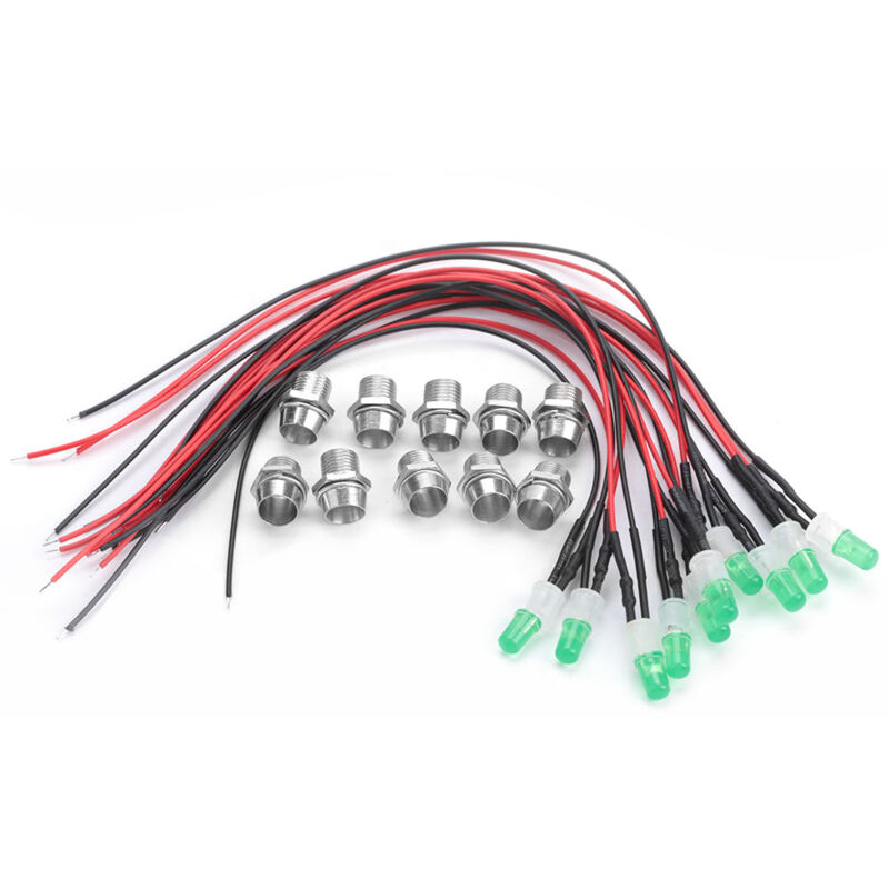 10 ampoules LED 12 V 8 mm pré-câblées à lumière constante, ultra-lumineuses et transparentes (05)