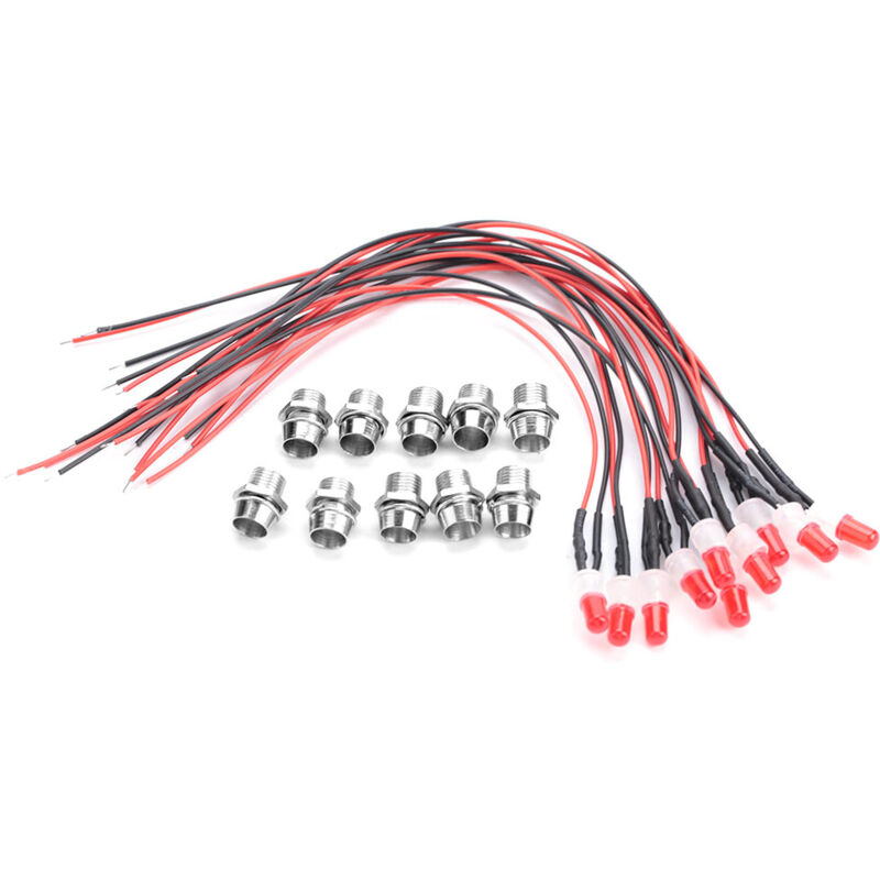 10 ampoules LED 12V 8mm pré-câblées à lumière constante, ultra-lumineuses et transparentes (02)