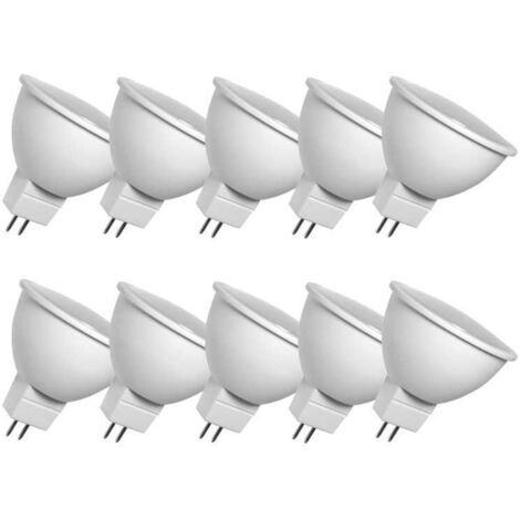 10 Ampoules LED 6 Watts MR16 / GU5.3 6000K blanc froid 590 lumens