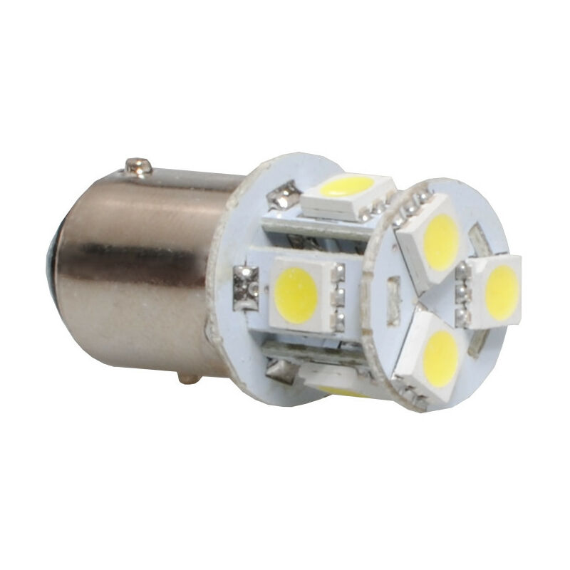 10 ampoules led blanc BAY15d 8xSMD5050 12V P21/5W 1.92W