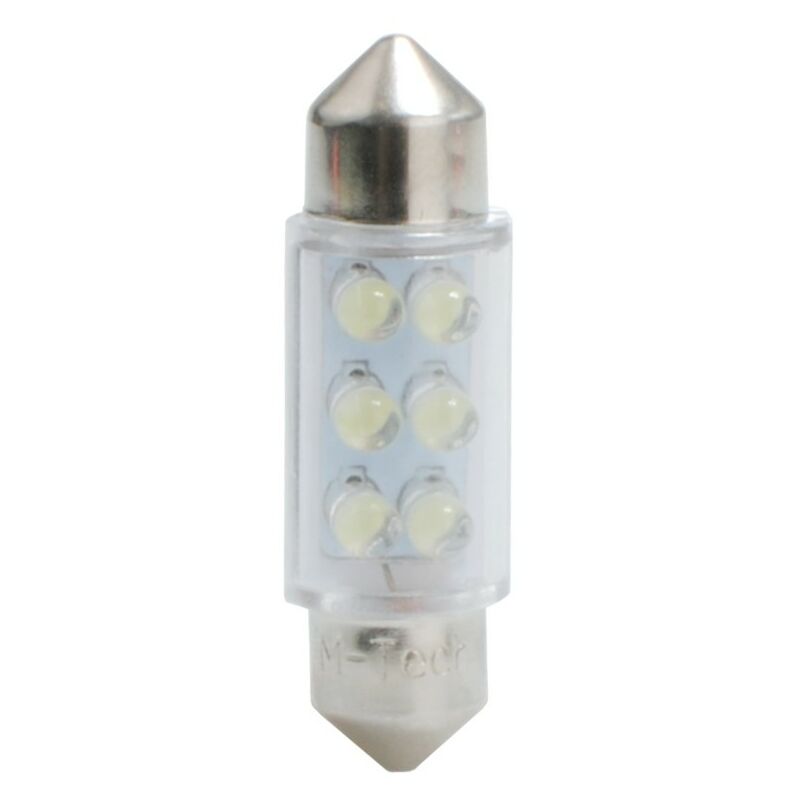 10 ampoules led C5W 36mm 12V 6x led 3mm blanc