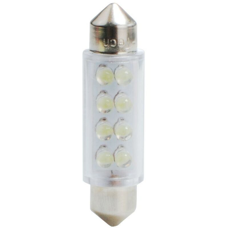 10 ampoules led C5W 41mm 12V 8x led 3mm blanc