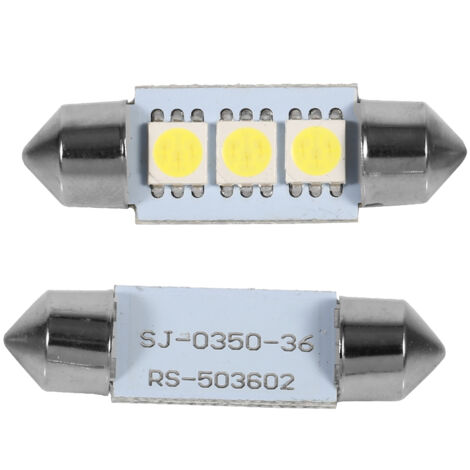 10 Ampoules LED Feston 36MM 12V 3 SMD 5050 pour Plafonnier Voiture Blanc Intérieur