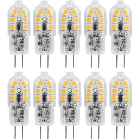 10 Ampoules LED G4 12V 1.2W avec 12 LEDs, pour Plafonnier, Applique Murale et Lampe de Bureau - Lot de 10 Pièces