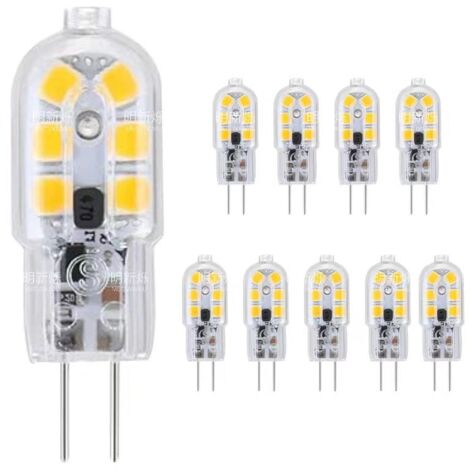 10 ampoules LED G4 2W, 12V CC, lumière blanche 6000K-AquaForge