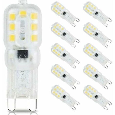 10 ampoules LED G9 3 W, équivalentes à des ampoules halogènes 33 W, blanc lumière du jour 6000 K, sans scintillement, non dimmable, ampoules à économie d'énergie G9