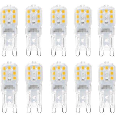 10 ampoules LED G9 3 W, équivalentes à des ampoules halogènes 33 W, lumière chaude 3 000 K, non dimmable, angle de faisceau de 360 ​​°