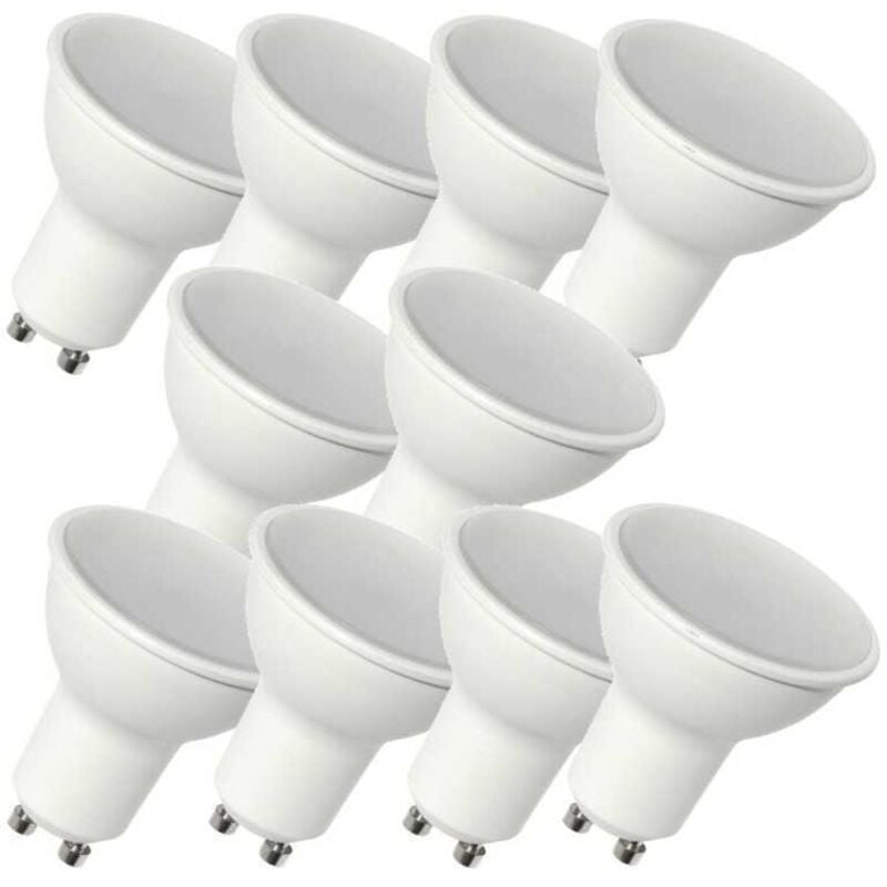 Spectrum - 10 Ampoules led GU10 dimmable 460 Lumens Blanc Chaud 3000K, 6 Watts Compatible Variateurs