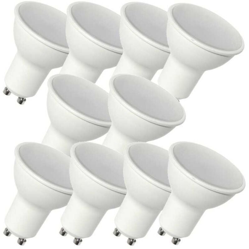 10 Ampoules LED GU10 dimmable 480 Lumens Blanc Neutre 4000K, 6 Watts Compatible Variateurs